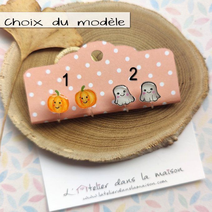clip boucles d'oreilles citrouille fantome sans trous choix
