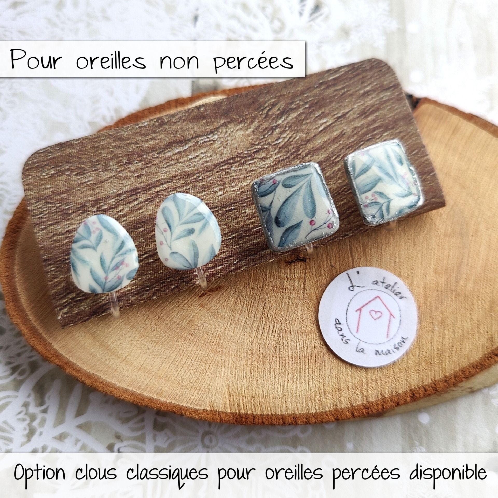 Les  boucles feuillage hivernal, boucles d'oreilles avec ou sans perçage
