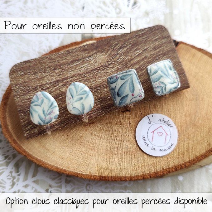 Les  boucles feuillage hivernal, boucles d'oreilles avec ou sans perçage