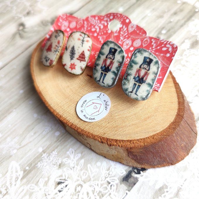 Les  boucles de Noël boucles d'oreilles avec ou sans perçage