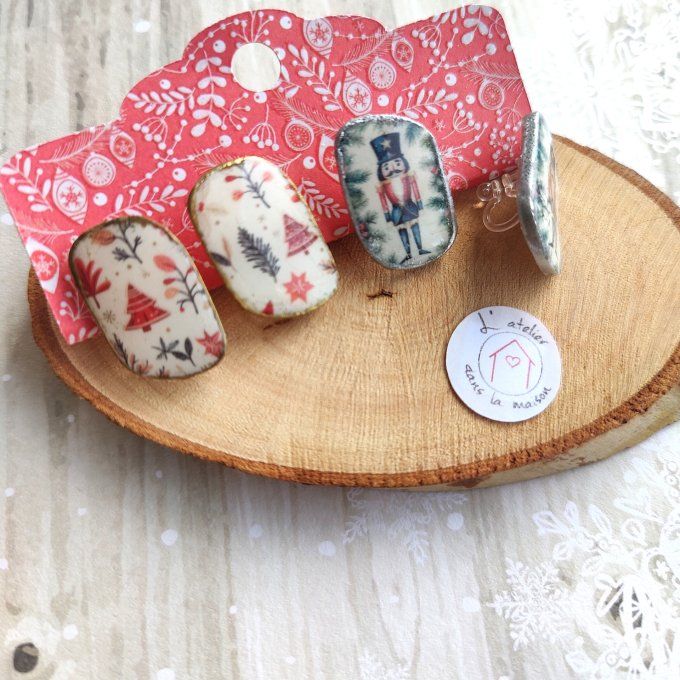 Les  boucles de Noël boucles d'oreilles avec ou sans perçage