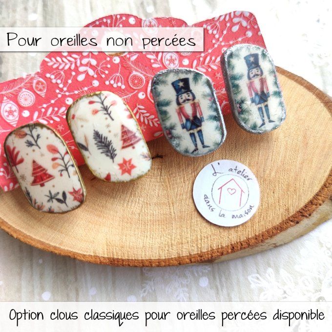 boucles motifs Noël ou Casse-noisette avec ou sans perçage