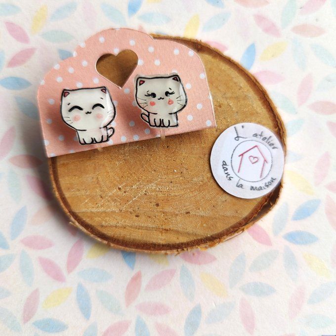 Boucles d'oreilles sans perçage chat mignon
