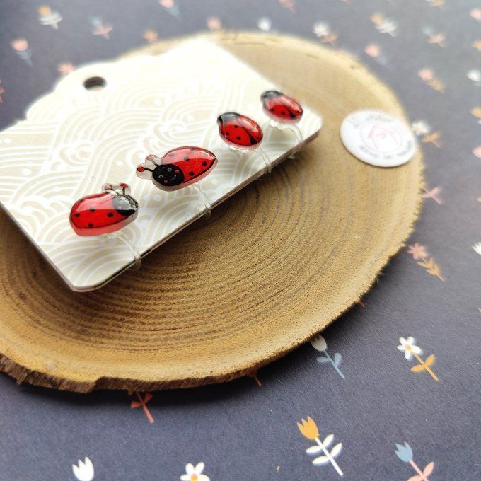 Boucles d'oreilles sans perçage coccinelles