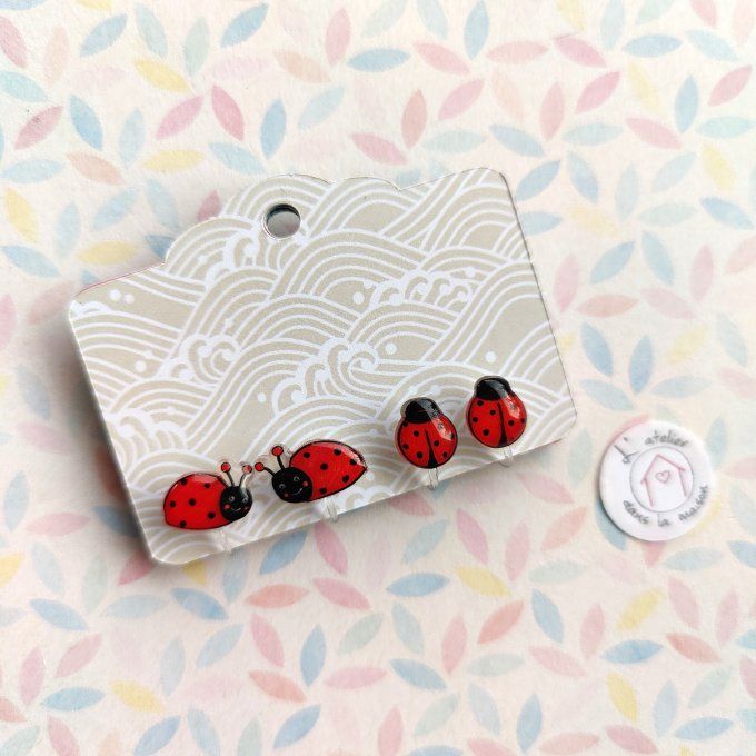 Boucles d'oreilles sans perçage coccinelles