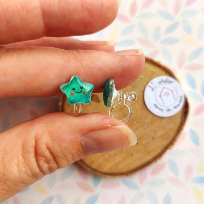 boucles étoiles clip pour oreilles non percées