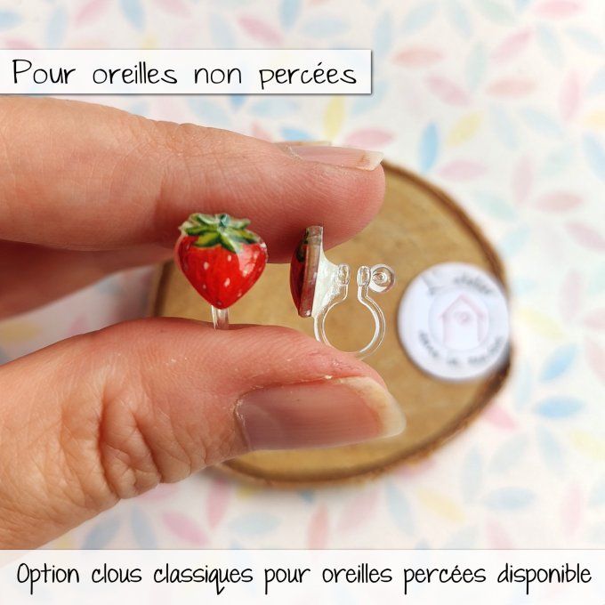 boucles d'oreilles avec ou sans perçage fraise