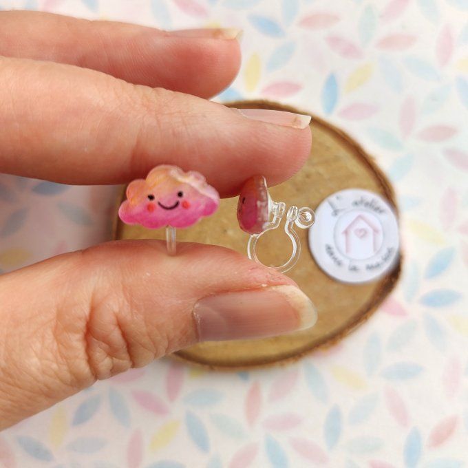 Boucles d'oreilles sans perçage nuages