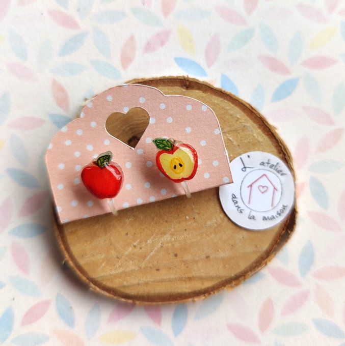 Boucles d'oreilles avec ou sans perçage fraises ou pommes