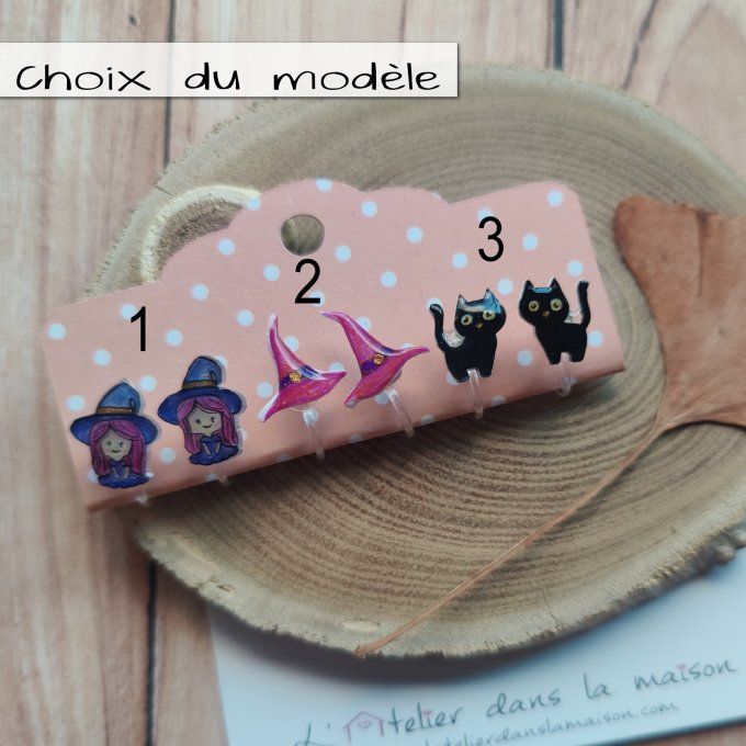 Boucles d'oreilles sorcellerie avec ou sans perçage 