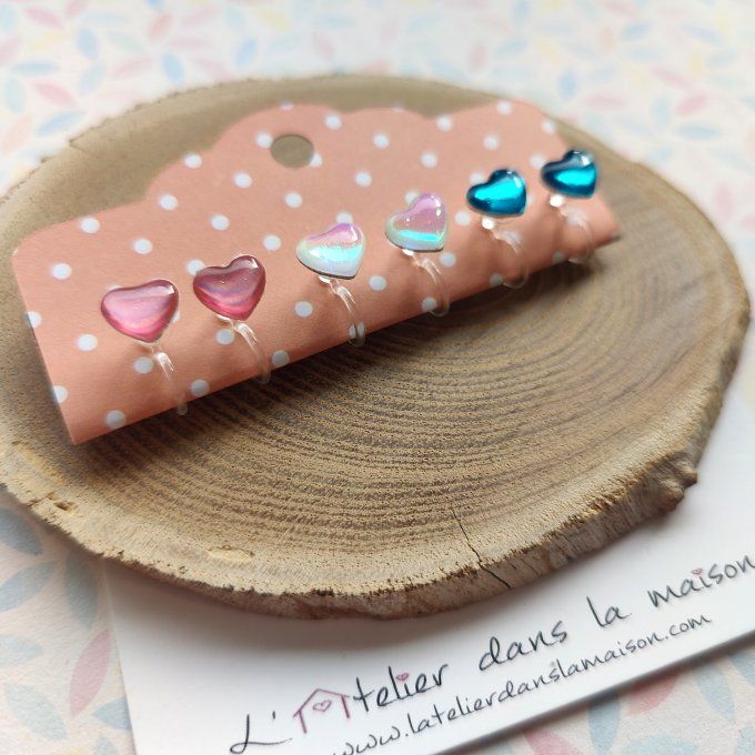 Les petits clips coeurs girly, boucles d'oreilles sans perçage 