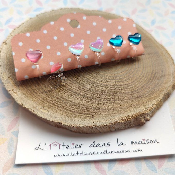 Les petits clips coeurs girly, boucles d'oreilles sans perçage 