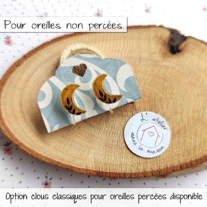 Clips lunes, boucles d'oreilles avec ou sans perçage 