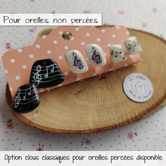 Clips musique, boucles d'oreilles avec ou sans perçage  