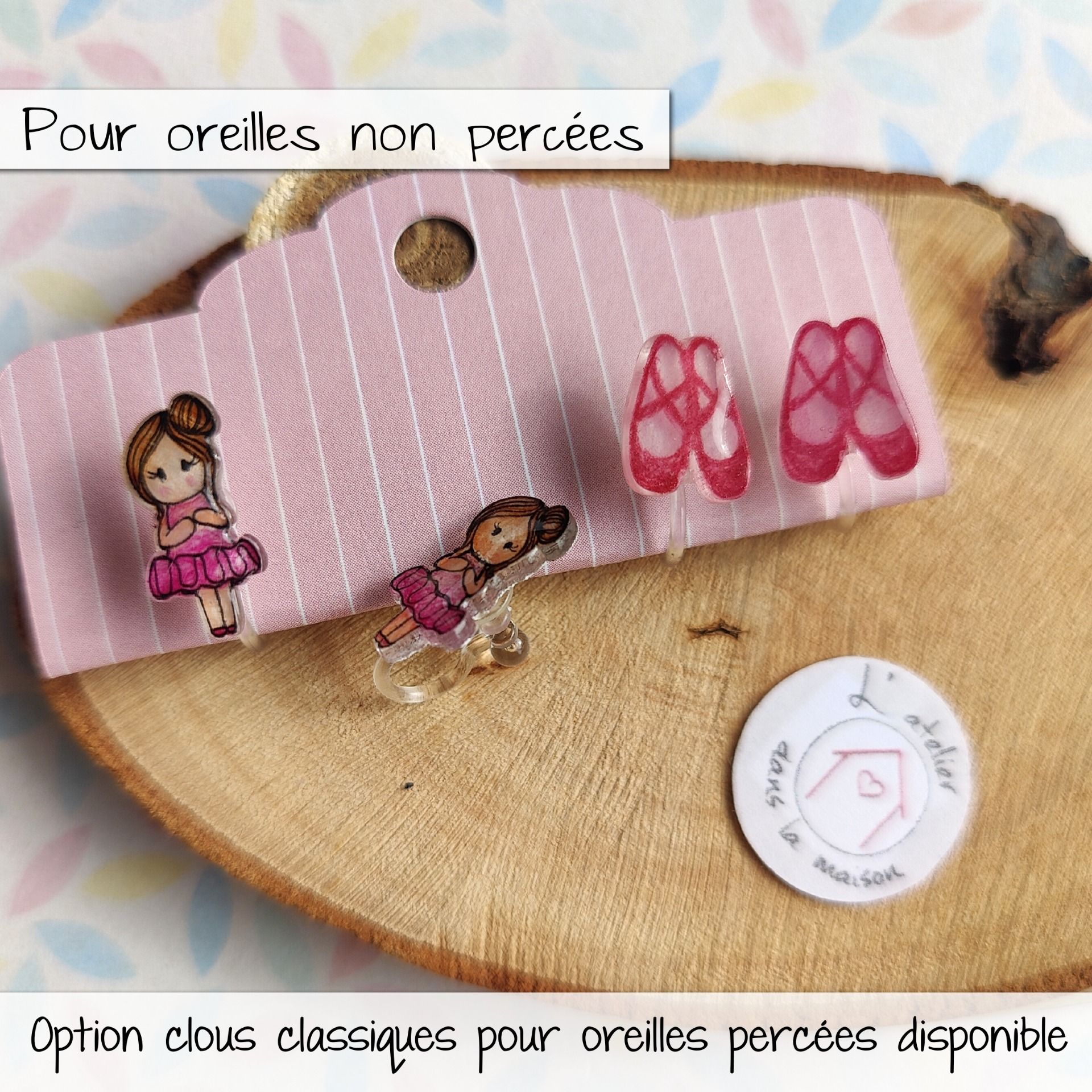 boucles d'oreilles danseuse classique sans trous Boucles d'oreilles avec ou sans perçage danse classique