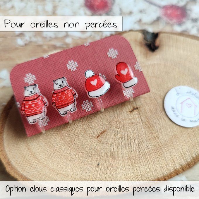 Les petits clips ours ou moufle et bonnet, avec ou sans perçage 
