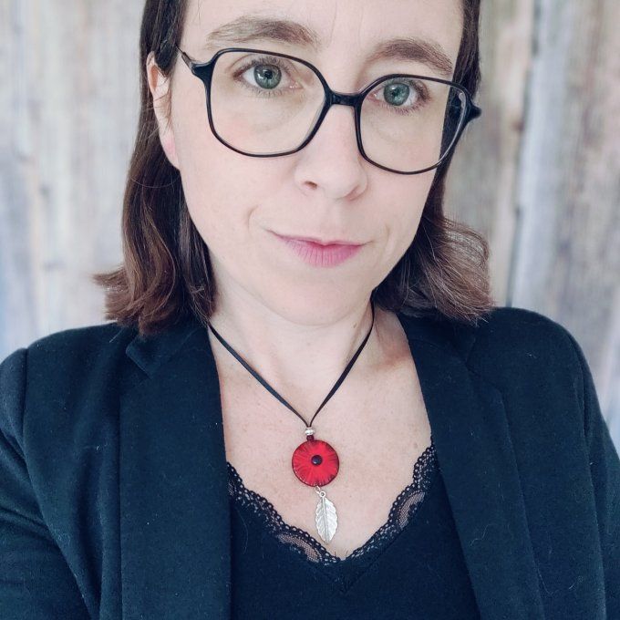 Collier sautoir coquelicot rouge ou blanc