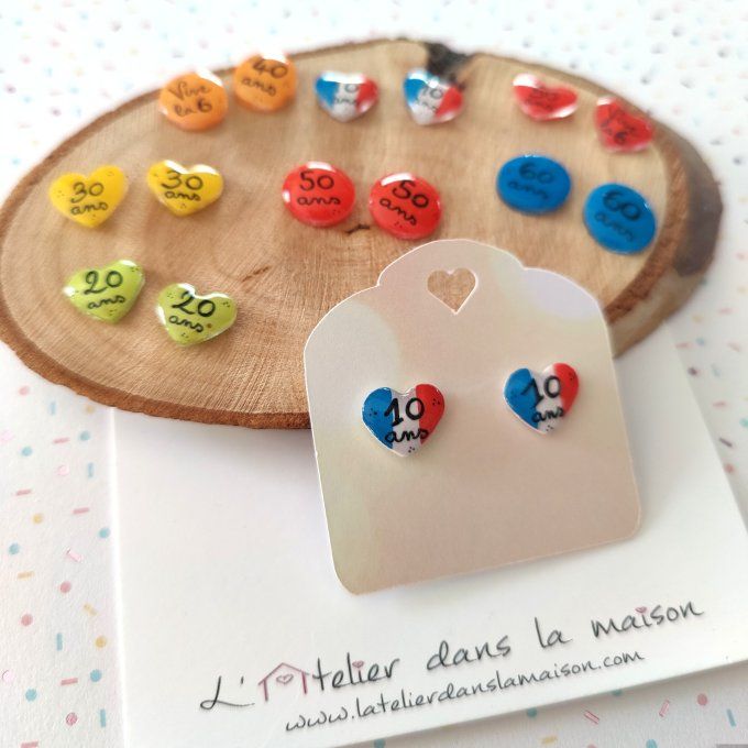 Boucles conscrit avec ou sans perçage, coeur ou rond