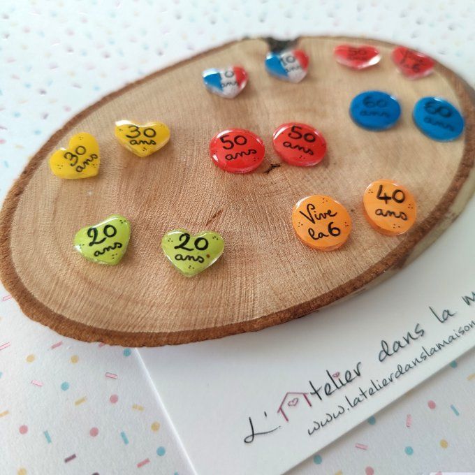 Boucles conscrit avec ou sans perçage, coeur ou rond