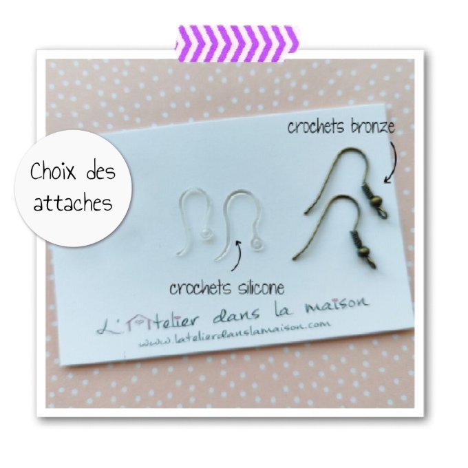 Boucles d'oreilles en simili cuir blanc ou corail