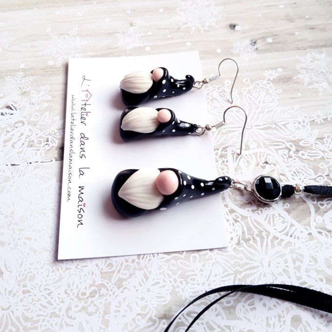 collier et boucles d'oreilles gnomes