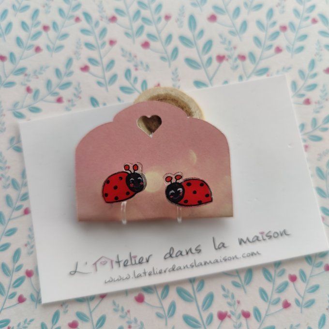 Boucles d'oreilles sans perçage coccinelle défaut