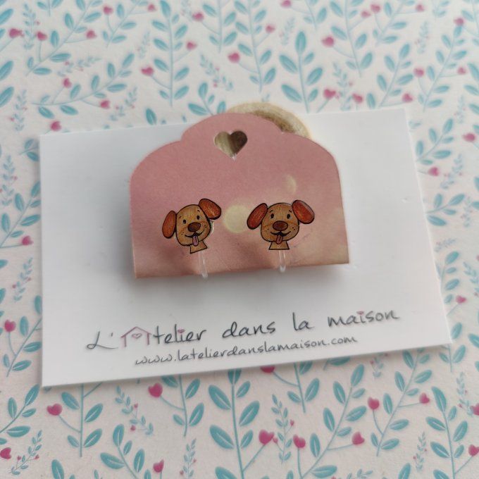Boucles d'oreilles sans perçage chien