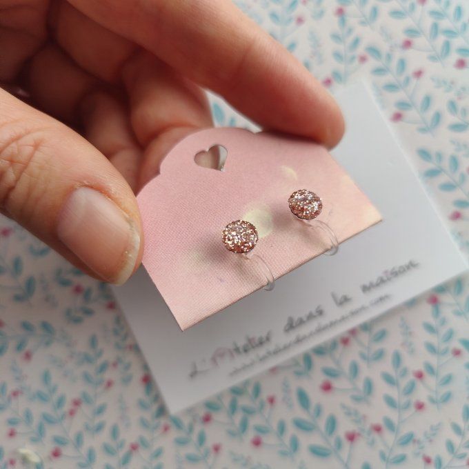 Boucles d'oreilles sans perçage ronde à paillette