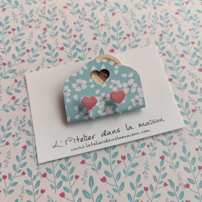 Boucles d'oreilles sans perçage coeur rose petit défaut