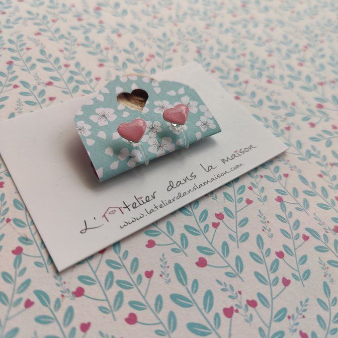 Boucles d'oreilles sans perçage coeur rose petit défaut