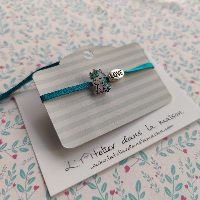 Bracelet mini licorne bleu