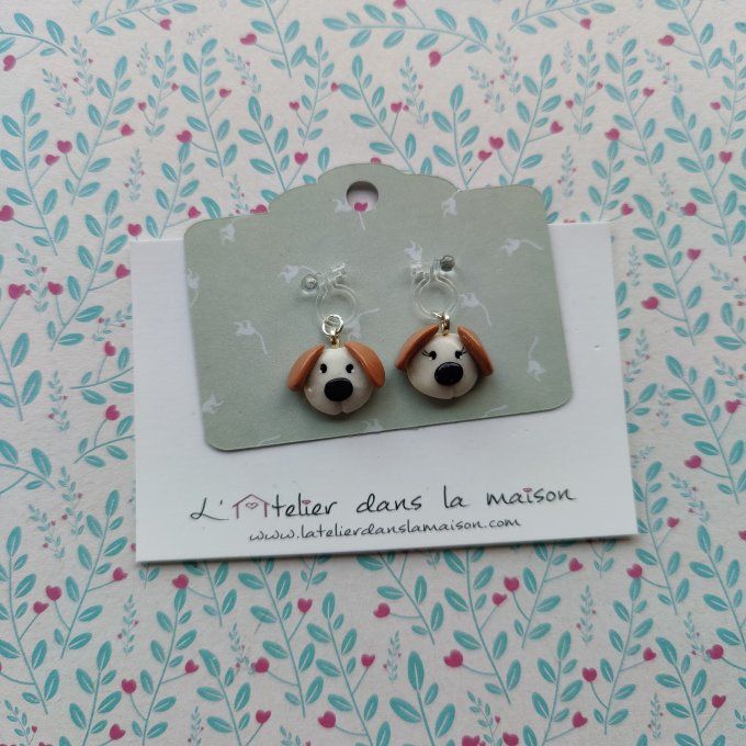 Boucles d'oreilles sans perçage tête de chien