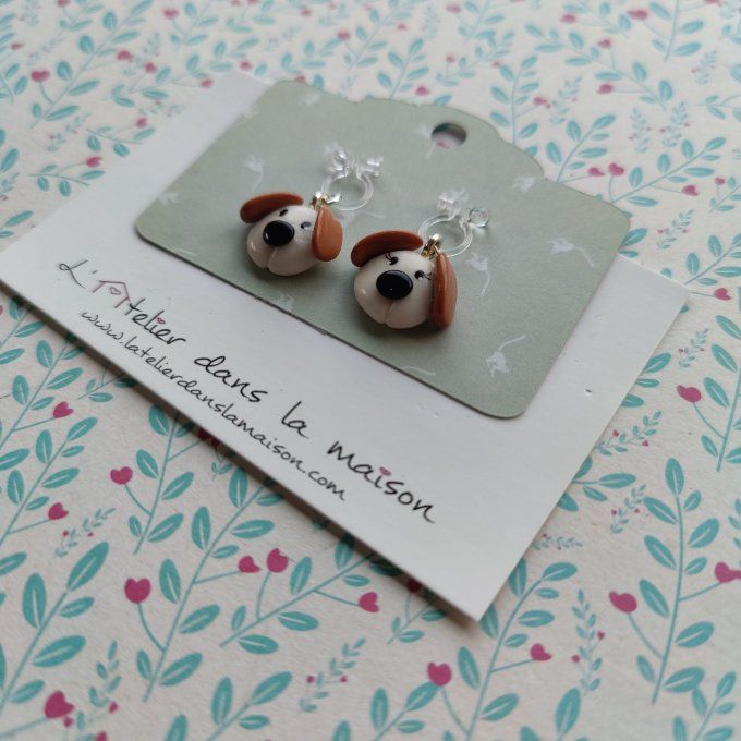 Boucles d'oreilles sans perçage tête de chien