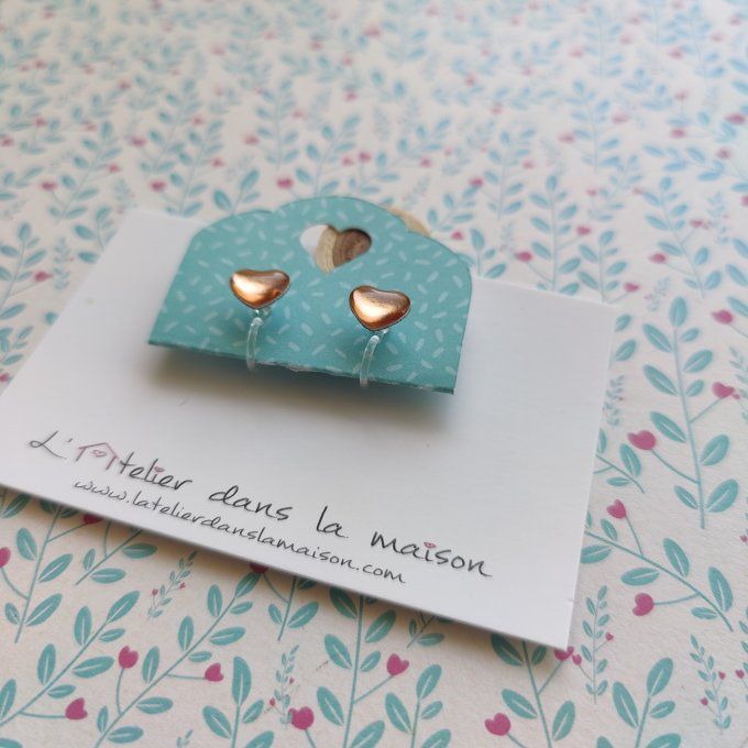Boucles d'oreilles sans perçage coeur reflets dorés