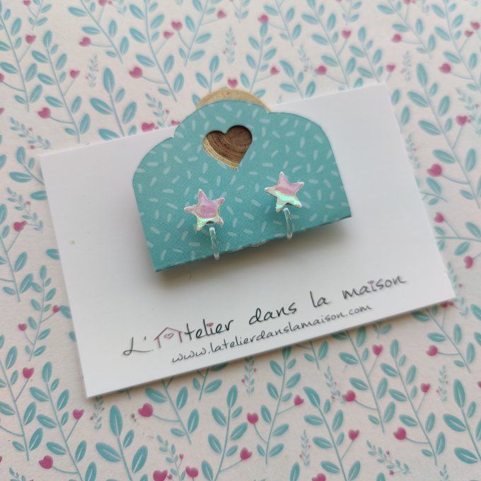Boucles d'oreilles sans perçage étoile reflets irisés