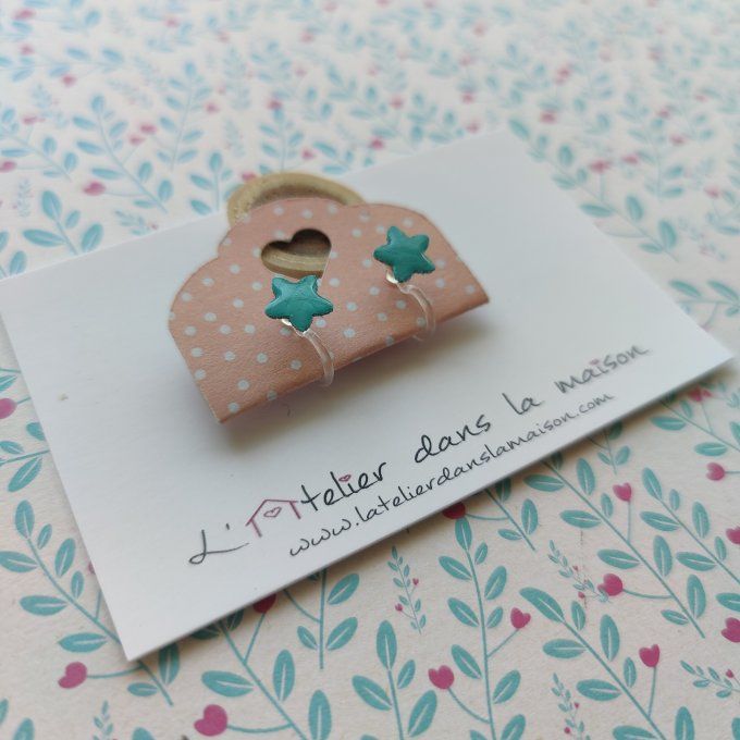 Boucles d'oreilles sans perçage étoile turquoise arrondie