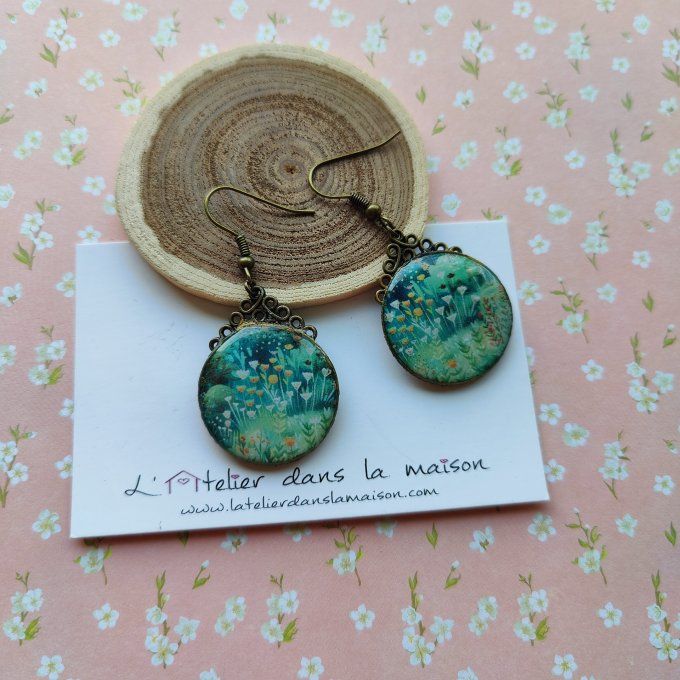 Boucles d'oreilles rondes nature et bronze léger défaut