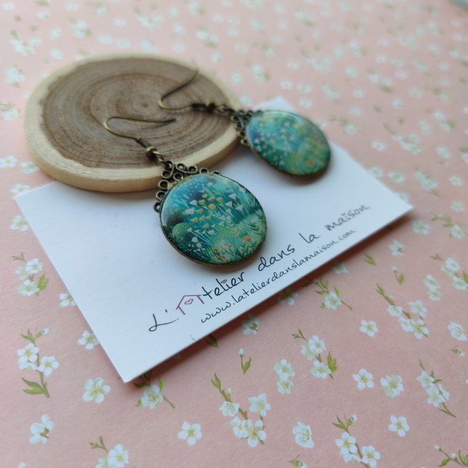 Boucles d'oreilles rondes nature et bronze léger défaut