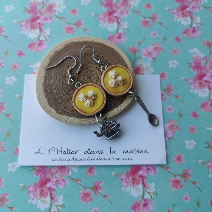 Boucles d'oreilles tarte au citron meringuée