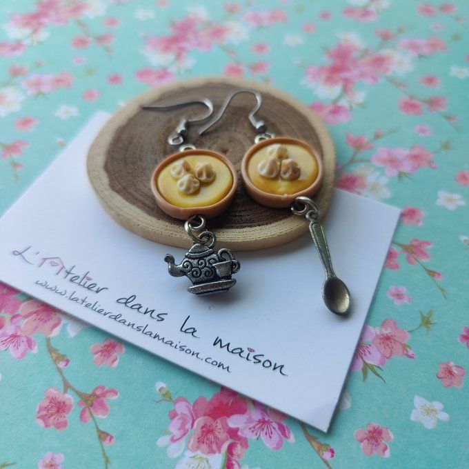 Boucles d'oreilles tarte au citron meringuée