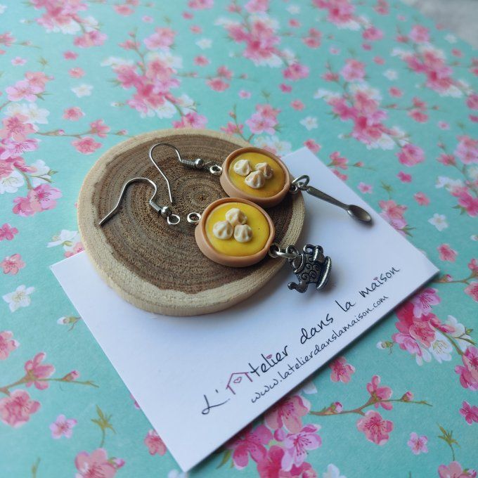 Boucles d'oreilles tarte au citron meringuée