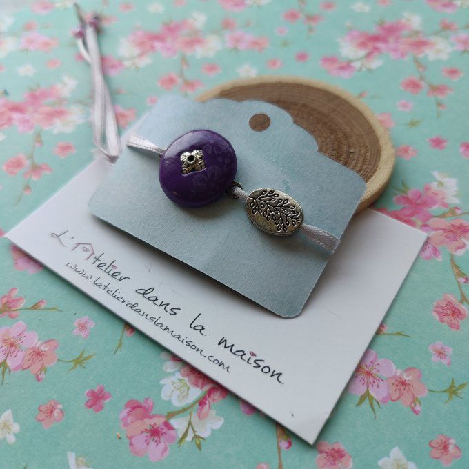 Bracelet médaillon violet