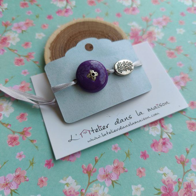 Bracelet médaillon violet