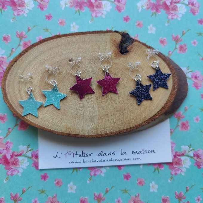Boucles d'oreilles sans perçage en simili étoiles 