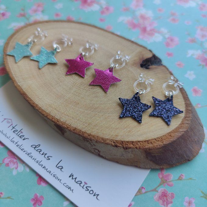 Boucles d'oreilles sans perçage en simili étoiles 