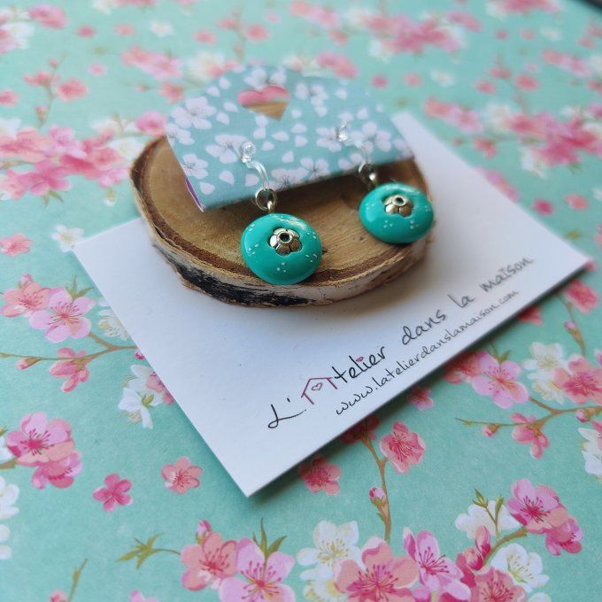 Boucles d'oreilles sans perçage ronde turquoises