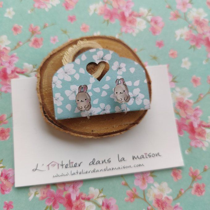 Boucles d'oreilles sans perçage lapins petit défaut