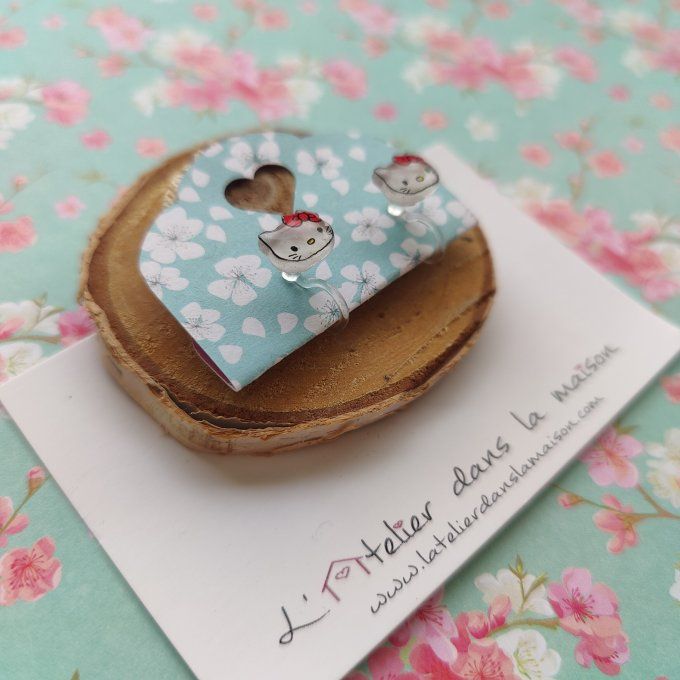 Boucles d'oreilles sans perçage mini chat petits défauts