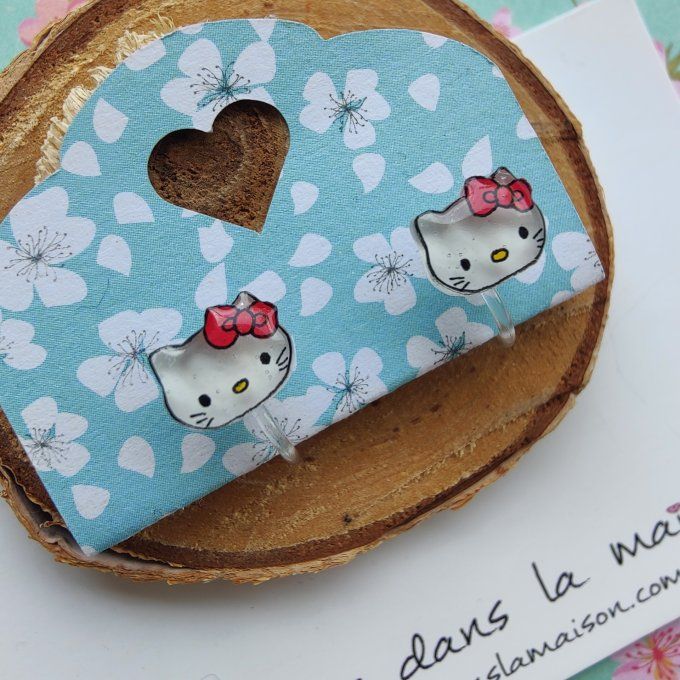 Boucles d'oreilles sans perçage mini chat petits défauts