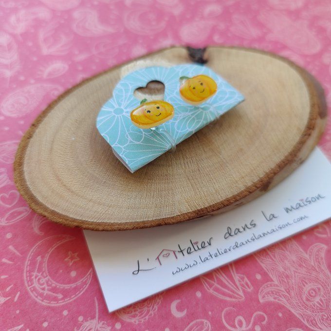 boucles d'oreilles citrouilles avec ou sans perçage